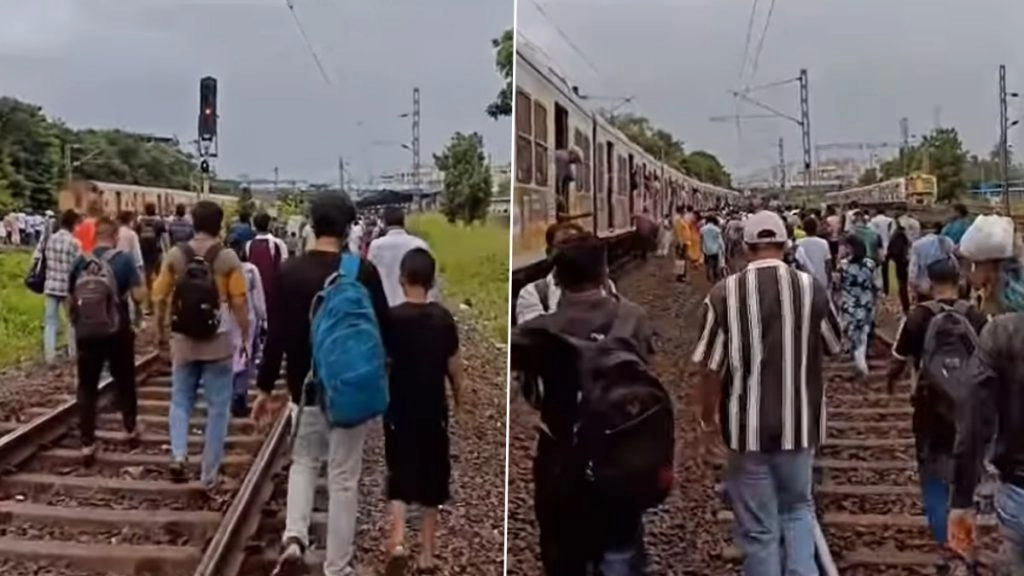 मुंबई के वेस्टर्न लाइन पर ओवरहेड पावर केबल में खराबी से लोकल ट्रेन सेवा ठप, यात्री ट्रैक पर पैदल चलने को मजबूर