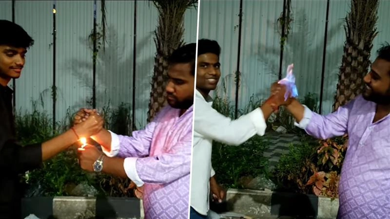 Fire Handshake Trend Viral Video: इस दिवाली वायरल हो रहा है 'फायर हैंडशेक' ट्रेंड, जानिए कैसे हाथ मिलाते समय निकलती हैं आग की लपटें?
