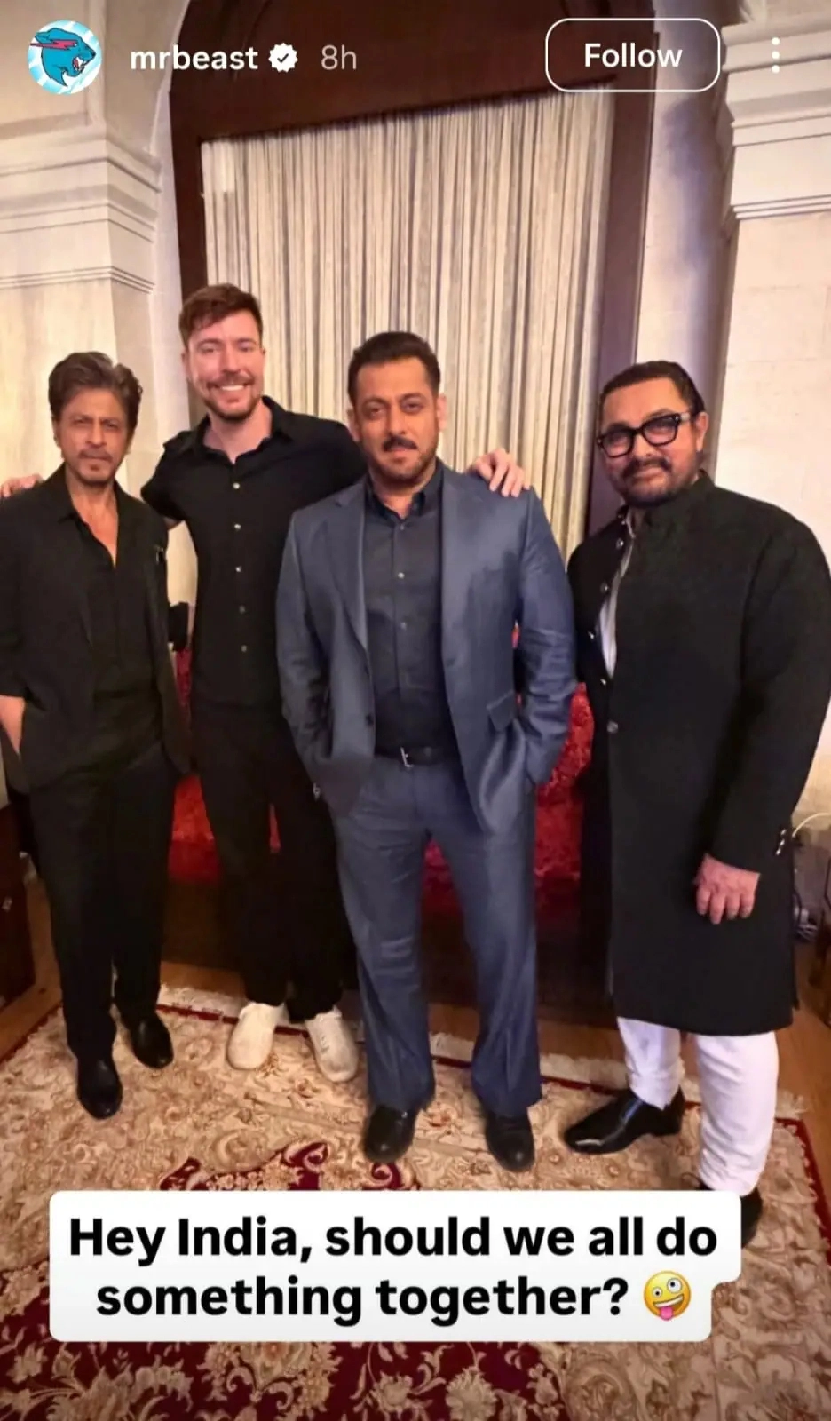 Shah Rukh, Salman, and Aamir Khan in Viral Photo with MrBeast