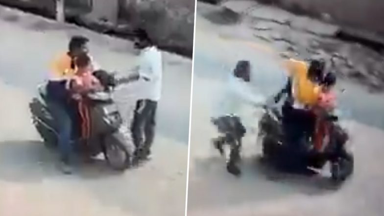 Mathura Shocker: बीच सड़क स्कूटी को रोककर पिता के साथ बैठी बच्ची को किडनैप करने की कोशिश, बाल बाल बची जान, मथुरा में सुरक्षा पर उठे सवाल: VIDEO