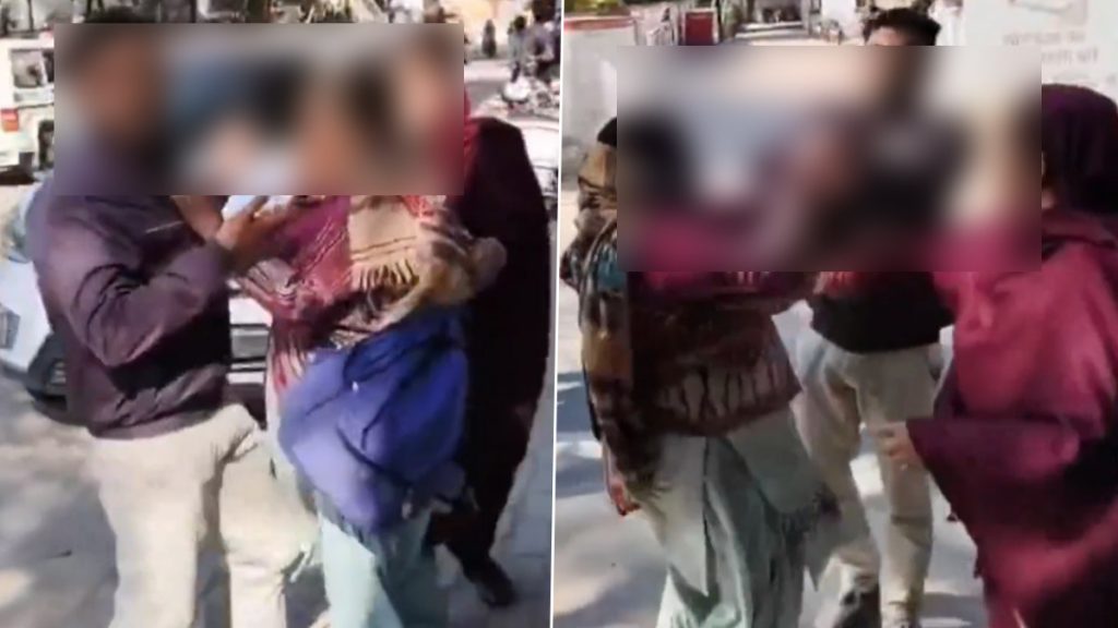 सहारनपुर पुलिस स्टेशन के बाहर सास ने लगाएं दामाद को थप्पड़.
