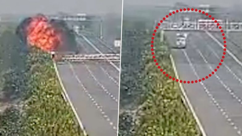 Dausa Road Accident: पोल से टकराने के बाद कंटेनर में लगी आग, चालक की जलकर मौत, राजस्थान के दौसा जिले में दिल्ली-मुंबई एक्सप्रेसवे पर भीषण सड़क हादसा: VIDEO