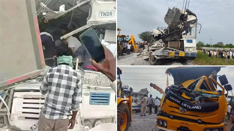 तेलंगाना: तेज रफ्तार ट्रक ने बस को मारी टक्कर, 16 की मौत