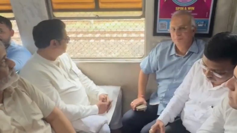 Raj Thackeray in Mumbai Local: मोर्चे के लिए राज ठाकरे ने किया दादर से चर्चगेट तक लोकल ट्रेन से सफर, लोगों के साथ की बातचीत: VIDEO