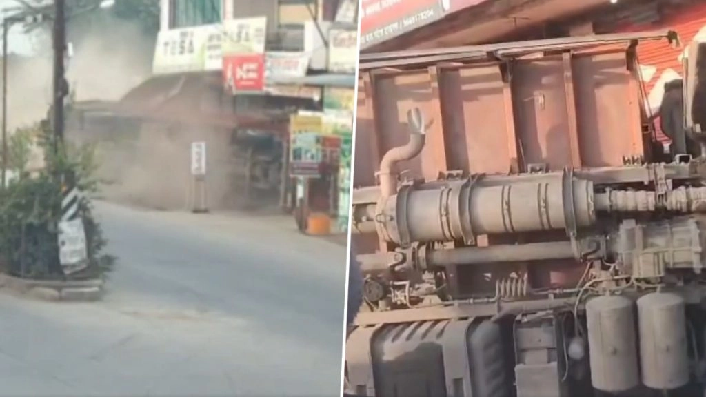 शाजापुर में सड़क पर तेज रफ्तार ट्रक पलटा. युवती हुई गंभीर रूप से घायल.