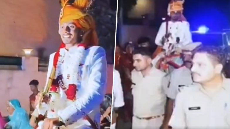 VIDEO: घोड़ी पर बैठा दलित दूल्हा, साथ में मौजूद थी भारी भरकम पुलिस फ़ोर्स, जोधपुर जिले के गांव में सुरक्षा में निकली बारात