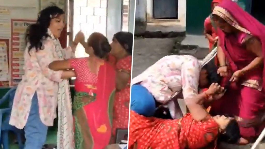 उन्नाव जिले में टीचर और महिला रसोइयों के बीच मारपीट.