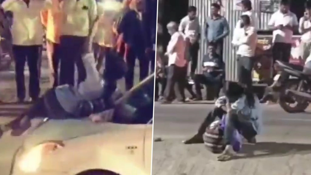 सातारा में शराब के नशे में युवती ने सड़क पर मचाया जमकर हंगामा.