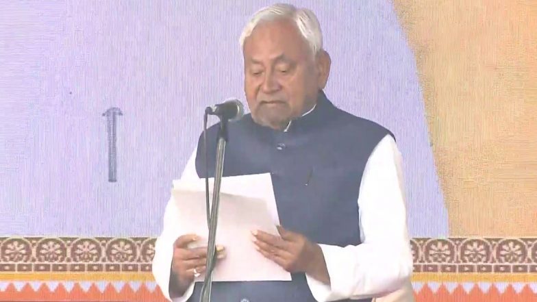 Nitish Kumar Bihar Next CM: नीतीश कुमार बने बिहार के नए सीएम, 10वीं बार ली शपथ, PM मोदी, अमित शाह समेत कई दिग्गज नेता रहे मौजूद; VIDEO