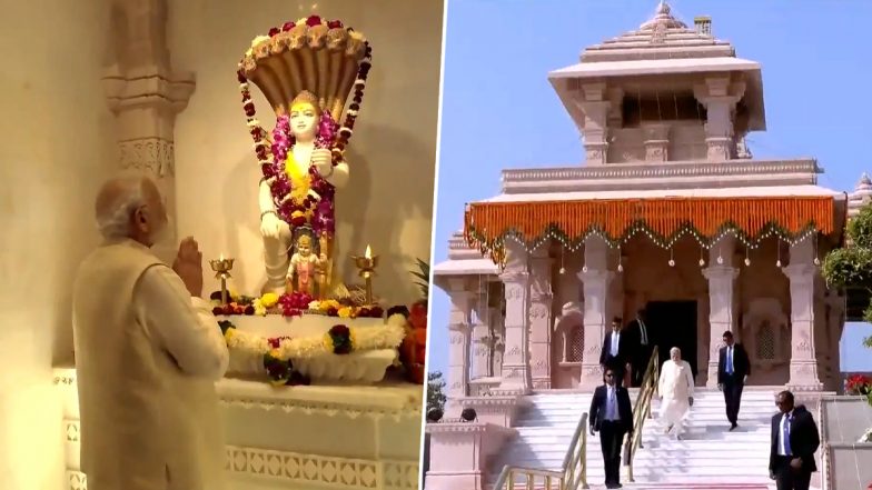Ram Mandir Dhwajarohan: अयोध्या पहुंचे PM मोदी, राम जन्मभूमि मंदिर में ध्वजारोहण से पहले शेषावतार मंदिर में की पूजा-अर्चना; देखें VIDEO