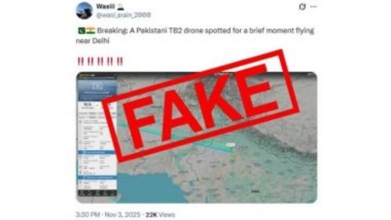 Fact Check: दिल्ली के पास उड़ता देखा गया पाकिस्तानी ड्रोन Bayraktar TB2? वायरल दावा निकला फर्जी, Flightradar डेटा पर फैलाई गई अफवाह