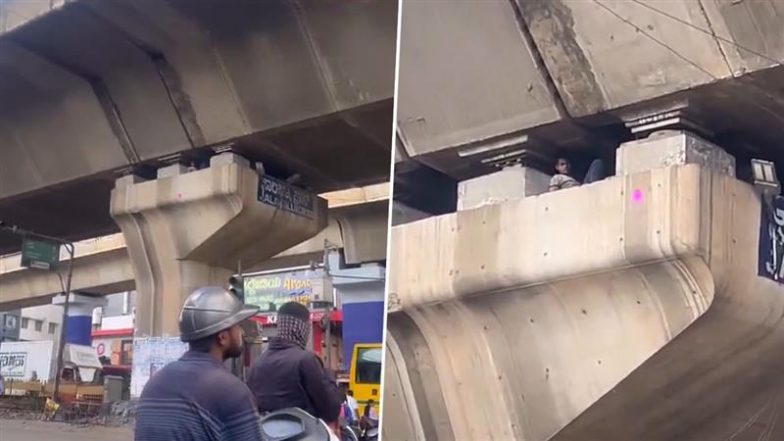Viral Video: बेंगलुरु में फ्लाईओवर के खंभे के अंदर सोते हुए देखा गया एक व्यक्ति, हैरान करने वाला वीडियो हुआ वायरल
