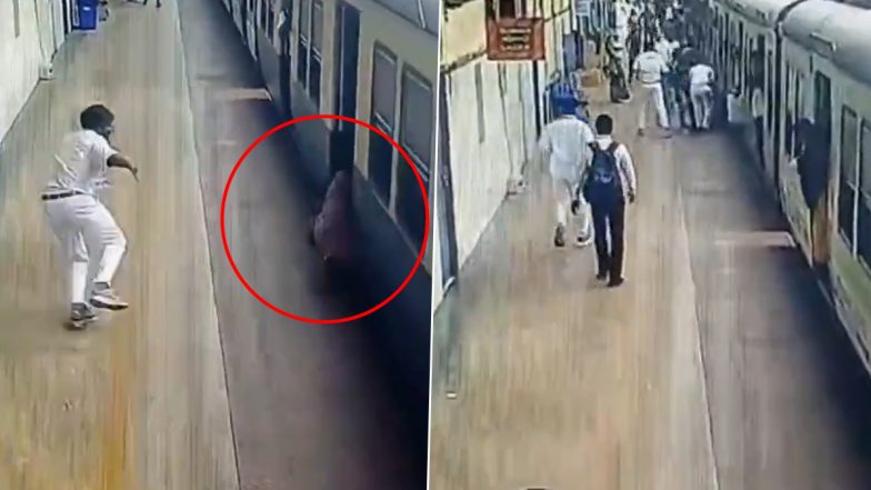 Tambaram Railway Station: चलती ट्रेन में चढ़ने की कोशिश में महिला फिसली, टिकट चेकर ने बचाई जान, तमिलनाडु के तमबारम स्टेशन का वीडियो आया सामने: VIDEO