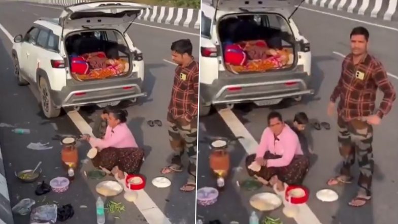 Viral Video: नेशनल हाईवे पर खाना बना रहे कपल की हरकत से लोग भड़के, टोकने वाले पर ही गुस्साए
