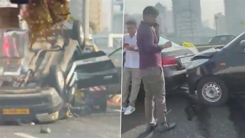 Mumbai Coastal Road Accident: मुंबई कोस्टल रोड पर फिर बड़ा हादसा, मर्सिडीज और दो टैक्सियों की टक्कर में एक व्यक्ति घायल; VIDEO