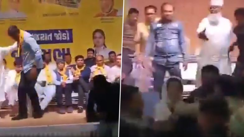 VIDEO: गुजरात के जामनगर में आम आदमी पार्टी के MLA गोपाल इटालिया पर हमला, भाषण के दौरान शख्स ने फेंका जूता, कार्यकर्ताओं ने जमकर पीटा