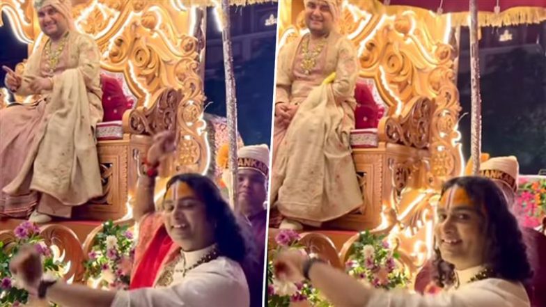 Indresh Maharaj Baraat Video: इंद्रेश महाराज की बारात में 'मेरे यार की शादी है' गाने पर झूमकर नाचे अनिरुद्धाचार्य, देखें वीडियो