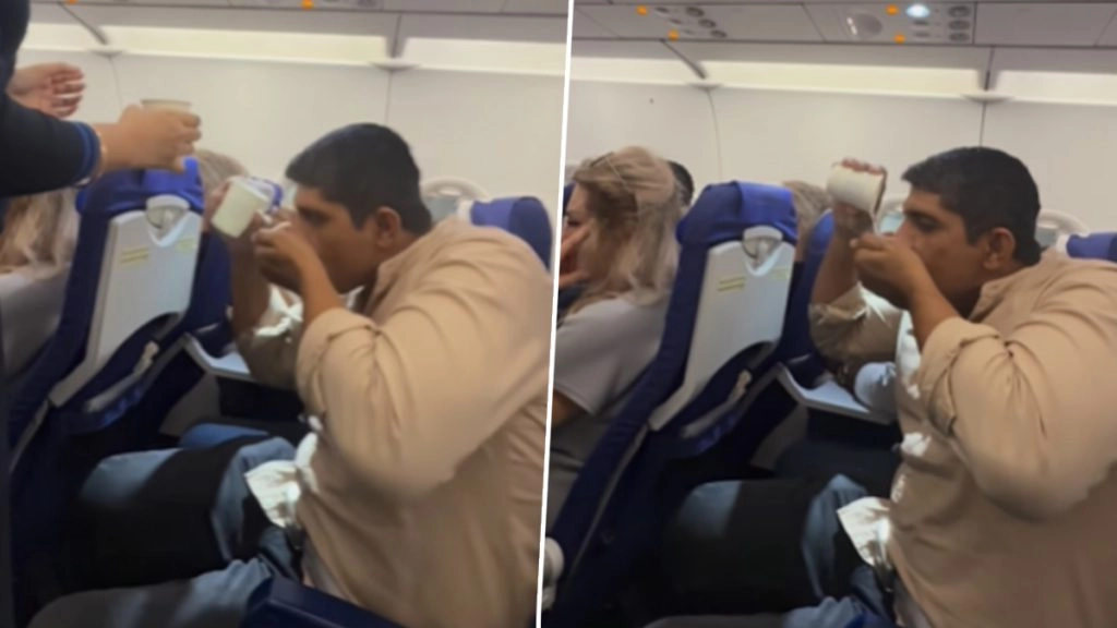 Bizarre! रील बनाने के लिए यात्री ने फ्लाइट में ग्लास के बजाय हाथ से पिया पानी, एयर होस्टेस ने दिया ऐसा रिएक्शन (Watch Viral Video)