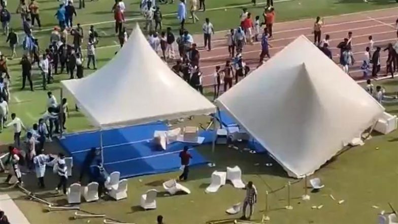 VIDEO: भारी अफरा-तफरी के बीच Lionel Messi छोड़ना पड़ा कार्यक्रम; गुस्साए फैंस ने सॉल्ट लेक स्टेडियम में तोड़फोड़ की, बोतलें फेंकीं; RAF तैनात