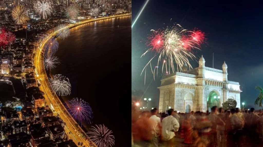 मुंबई के गेटवे ऑफ इंडिया पर आधी रात को बड़ी संख्या में लोग जुटे, लाइव म्यूज़िक पर लोग झूमते दिखे, मोबाइल फ्लैशलाइट्स के साथ काउंटडाउन किया