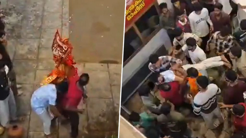 केरल के कासरगोड जिले के निलेश्वर इलाके में धार्मिक अनुष्ठान में ढाल लगने से एक युवक बेहोश हो गया.