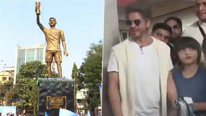 Shah Rukh Khan ने कोलकाता में Lionel Messi से की मुलाकात, फुटबॉल लेजेंड ने अबराम के साथ खिंचवाई तस्वीर (Watch Viral Video)