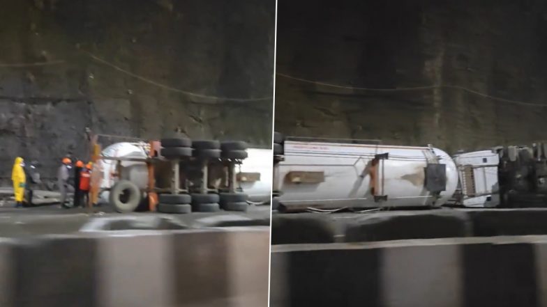 Mumbai-Pune Expressway Traffic Update: मुंबई-पुणे एक्सप्रेसवे पर गैस से भरा टैंकर पलटा, 12 घंटे से ज्यादा समय से ट्रैफिक जाम, रात से फंसे हजारों लोग; VIDEO