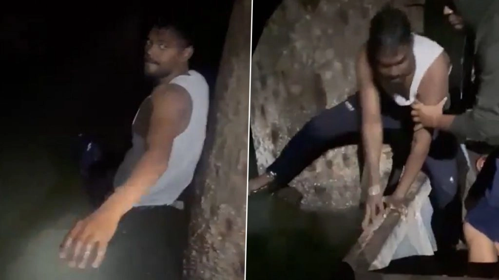 मुंबई लोकल से वैतरणा नदी में गिरा यात्री, रेलवे गार्ड और ग्रामीणों की मदद से बची जान; देखें VIDEO