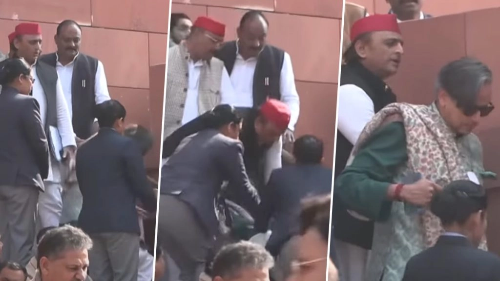 संसद के परिसर में कांग्रेस सांसद शशि थरूर के साथ हादसा, सीढ़ियों से उतरते समय फिसले; VIDEO