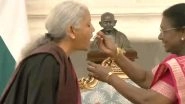 Union Budget 2026: बजट पेश करने से पहले निर्मला सीतारमण ने राष्ट्रपति से की मुलाकात, प्रेसिडेंट मुर्मू ने ‘दही-चीनी’ खिलाकर वित्त मंत्री को दी शुभकामनाएं; देखें VIDEO Union Budget 2026: बजट पेश करने से पहले निर्मला सीतारमण ने राष्ट्रपति से की मुलाकात, प्रेसिडेंट मुर्मू ने ‘दही-चीनी’ खिलाकर वित्त मंत्री को दी शुभकामनाएं; देखें VIDEO