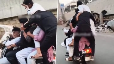 Kurla Stunt Video: मुंबई के कुर्ला में जानलेवा स्टंट, एक स्कूटर पर सवार मिले 6 नाबालिग, सुरक्षा को लेकर उठे सवाल; लोगों ने कार्रवाई की मांग की