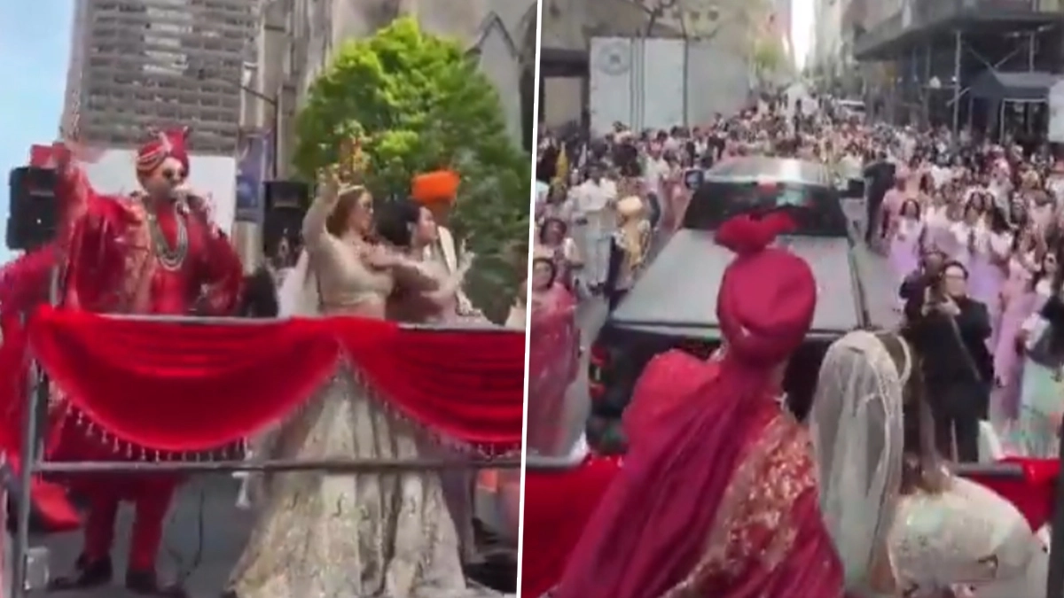 New York&rsquo;s Fifth Avenue: न्यूयॉर्क की सड़कों पर उतरी 'लाइव सिंगिंग' बारात, भारतीय जोड़े के अनोखे वेडिंग वीडियो ने इंटरनेट पर मचाया धमाल