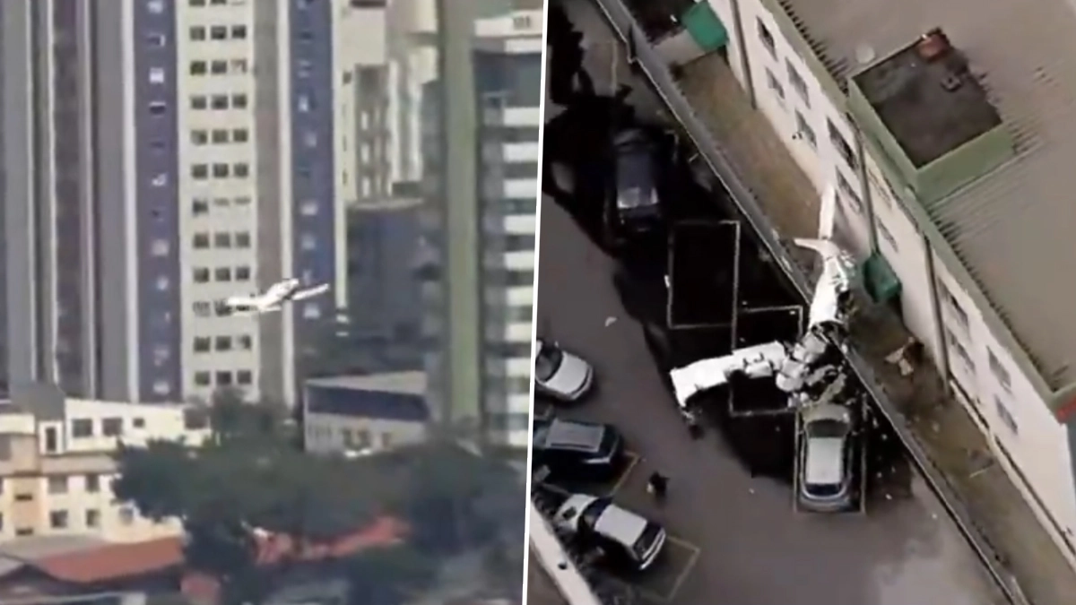 Plane Crash in Brazil: ब्राजील के बेलो होरिज़ोंटे में इमारत से टकराया छोटा विमान; मलबे में फंसा पायलट, वीडियो आया सामने