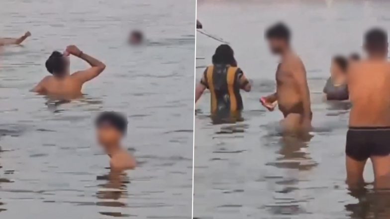 Varanasi: गंगा नदी में स्नान के दौरान बीयर पीने वाले युवक पर FIR दर्ज, आरोपी की गिरफ्तारी के लिए बिहार रवाना हुई पुलिस (Watch Viral Video)