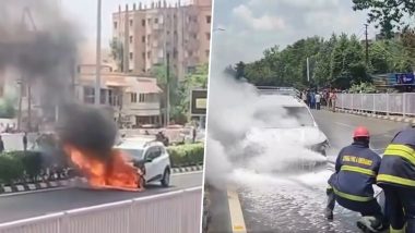 Odisha Car Fire Video: भुवनेश्वर में बड़ा हादसा टला, जयदेव विहार में चलती कार में लगी आग, वाहन जलकर खाक; सवार सुरक्षित