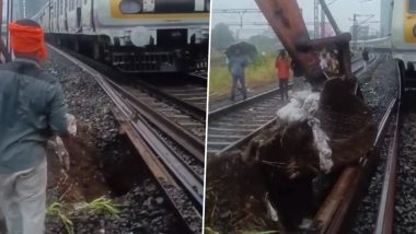 Mumbai Trans-Harbour Line: बारिश के चलते तुर्भे-कोपरखैरणे के बीच पटरी धंसने से ट्रांस-हार्बर लाइन बाधित, सुबह दफ्तर जाने वाले यात्री परेशान; VIDEO