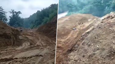 Arunachal Pradesh Landslide: अरुणाचल प्रदेश में खिसकते पहाड़ के साथ नीचे बहा बाइक सवार, चमत्कारिक रूप से बची जान; डराने वाला VIDEO वायरल