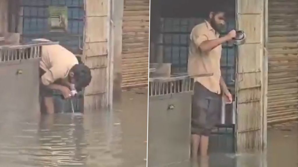 नालासोपारा रेलवे स्टेशन के पास बारिश के गंदे पानी से केतली धोता दिखा चाय बनाने वाला, स्थानीय लोगों में भारी आक्रोश