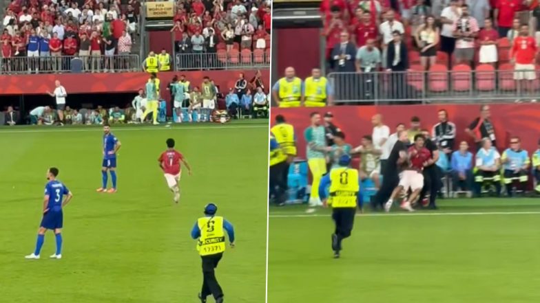 Cristiano Ronaldo Viral Video: फीफा वर्ल्ड कप मैच के दौरान क्रिस्टियानो रोनाल्डो तक पहुंचने मैदान में घुसा फैन, सुरक्षा कर्मियों ने ऐन मौके पर दबोचा; देखें वीडियो