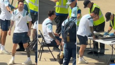 Lionel Messi Video: मेटल डिटेक्टर चेक के दौरान लियोनेल मेसी का मजेदार रिएक्शन वायरल, चर्चा में अर्जेंटीना टीम के साथ सिक्योरिटी चेक का वीडियो