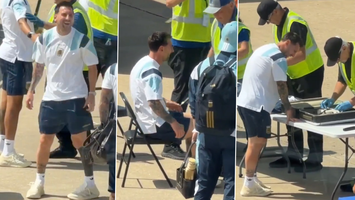 Lionel Messi Video: मेटल डिटेक्टर चेक के दौरान लियोनेल मेसी का मजेदार रिएक्शन वायरल, चर्चा में अर्जेंटीना टीम के साथ सिक्योरिटी चेक का वीडियो