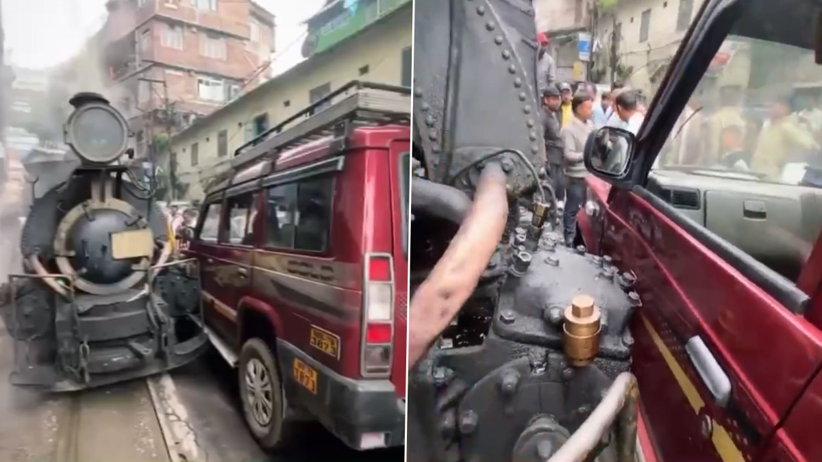 Viral Video: दार्जिलिंग टॉय ट्रेन से टकराई गलत पार्क की गई टैक्सी, चालक ने लोको पायलट पर मढ़ा आरोप, बोला- 'ट्रेन गलत साइड में थी'
