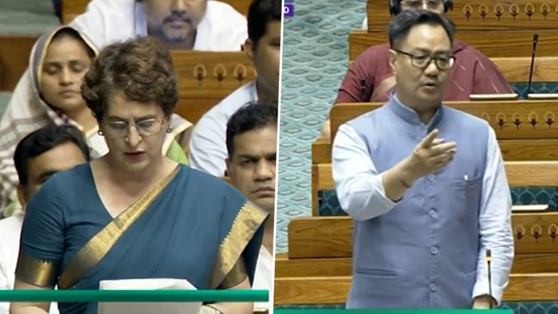 Priyanka Gandhi Targets PM Modi Over Pralhad Joshi's Appointment: प्रियंका गांधी के बयान पर सदन में हंगामा, किरेन रिजिजू ने मांगी माफी; शिक्षा मंत्री प्रल्हाद जोशी की नियुक्ति पर छिड़ा विवाद