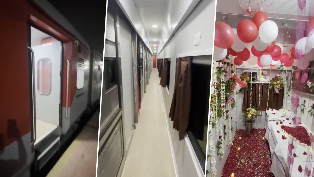 Suhagraat in Train: ट्रेन के फर्स्ट एसी कोच को बना दिया 'हनीमून सुइट'; सोशल मीडिया पर 'सुहागरात इन ट्रेन' का वीडियो वायरल, रेलवे नियमों पर उठे सवाल