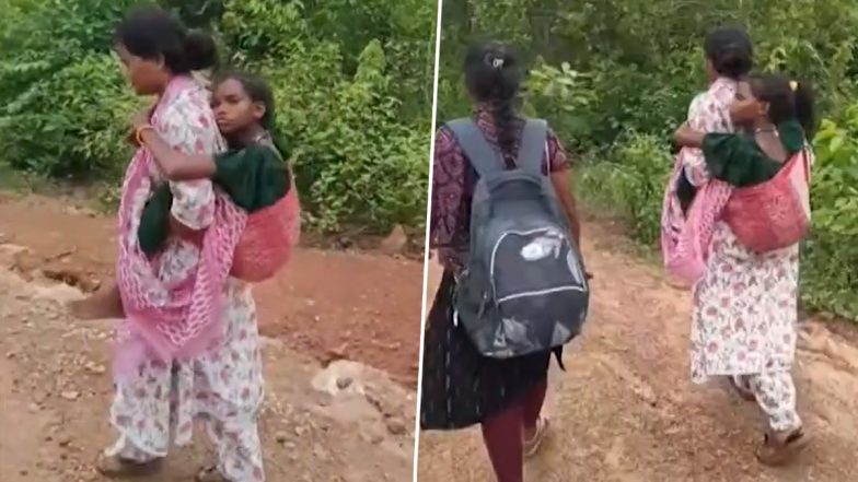 Andhra Pradesh: एम्बुलेंस न मिलने पर बीमार छात्रा को पीठ पर लादकर 6 किमी पैदल चली स्कूल वार्डन, बचाई जान (Watch Video)