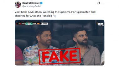 Fact Check: क्या MS Dhoni और Virat Kohli ने FIFA World Cup 2026 में Portugal vs Spain मैच देखा? फैक्ट चेक में वायरल दावा निकला फर्जी