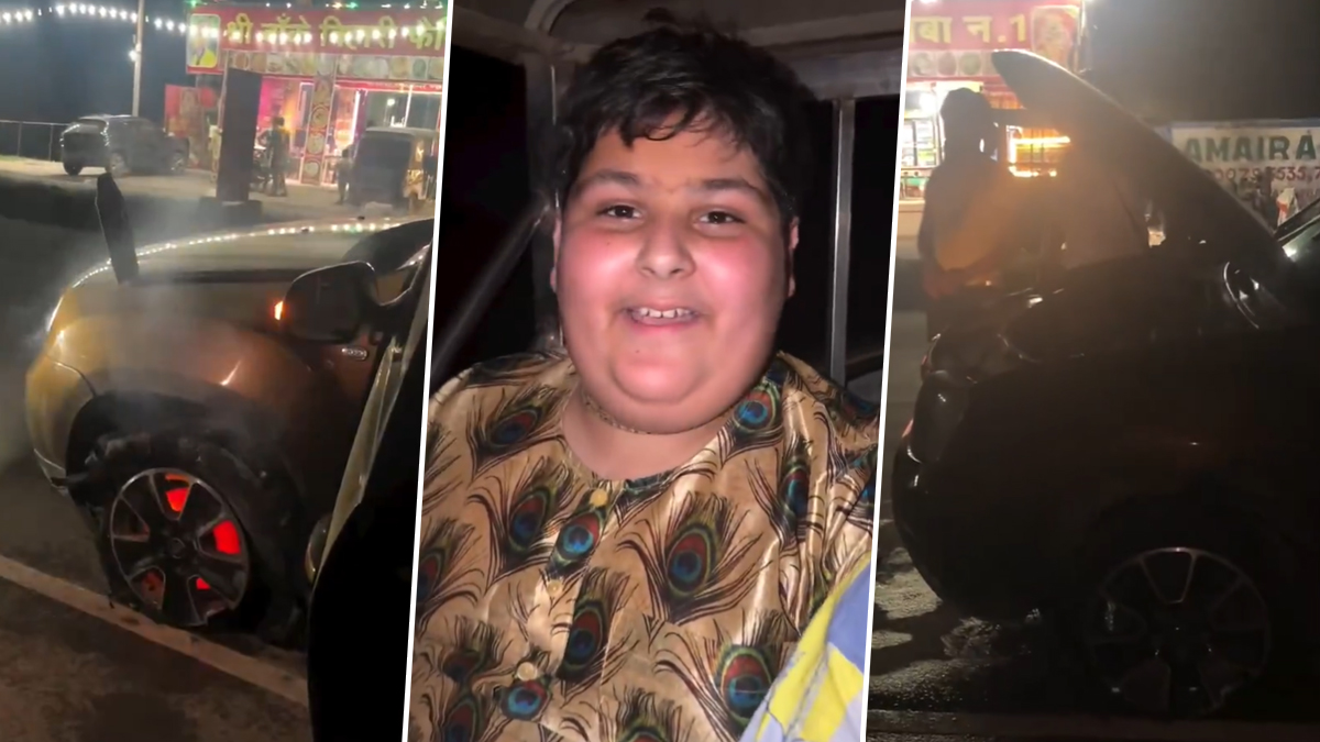 बाल कथावाचक अभिनव अरोड़ा की कार में लगी भीषण आग: वृंदावन जाते समय बड़ा हादसा, बाल-बाल बचा परिवार (Watch Video)
