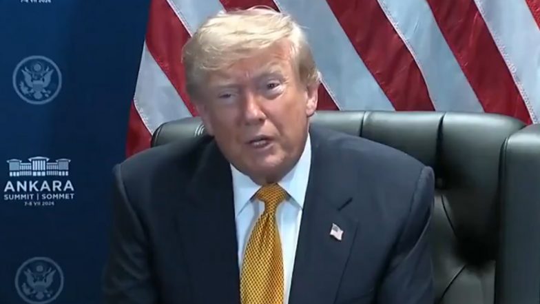 US-Iran Tensions: तेहरान के रेवोल्यूशन स्क्वायर पर लगा डोनाल्ड ट्रंप के ताबूत वाला विशाल होर्डर, लिखा- 'हम ट्रंप को मार डालेंगे' (Watch Video)