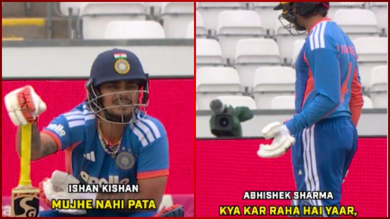 Stump Mic Catches Abhishek Sharma Ranting At Ishan Kishan: 'क्या कर रहा है यार इशान?' रनआउट के बाद स्टंप माइक में कैद हुई अभिषेक शर्मा की नाराजगी, वीडियो वायरल (Watch Video)