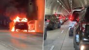 Mumbai Car Fire Video: मुंबई कोस्टल रोड सुरंग में चलती कार बनी आग का गोला, यातायात कुछ देर के लिए प्रभावित